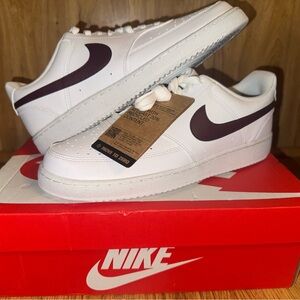 NEW Men's 10.5 Nike Court Vision Lo Next Nature, white/burgundy crush